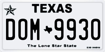 TX license plate DOM9930
