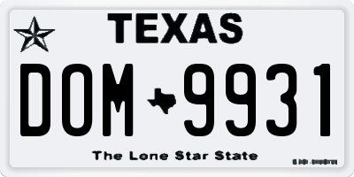 TX license plate DOM9931