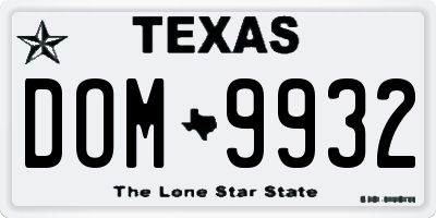 TX license plate DOM9932