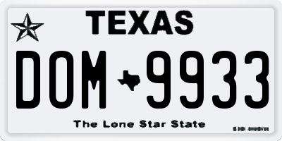 TX license plate DOM9933