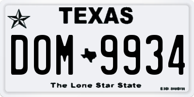 TX license plate DOM9934