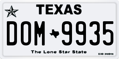 TX license plate DOM9935