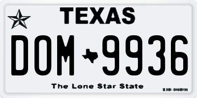 TX license plate DOM9936