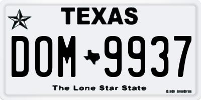 TX license plate DOM9937