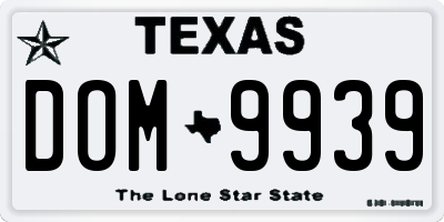 TX license plate DOM9939