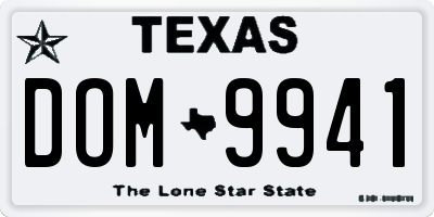 TX license plate DOM9941
