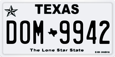 TX license plate DOM9942