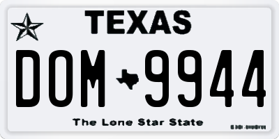 TX license plate DOM9944