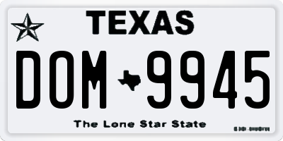 TX license plate DOM9945