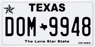 TX license plate DOM9948