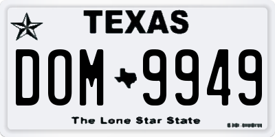 TX license plate DOM9949