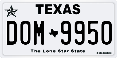 TX license plate DOM9950