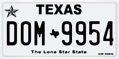 TX license plate DOM9954