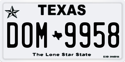TX license plate DOM9958