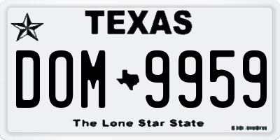 TX license plate DOM9959