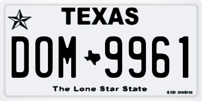 TX license plate DOM9961