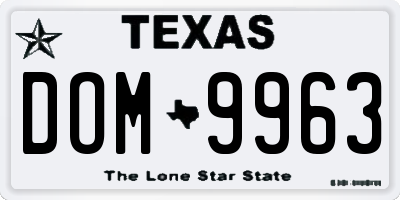 TX license plate DOM9963