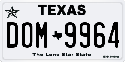 TX license plate DOM9964