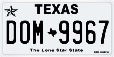 TX license plate DOM9967
