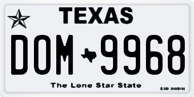 TX license plate DOM9968