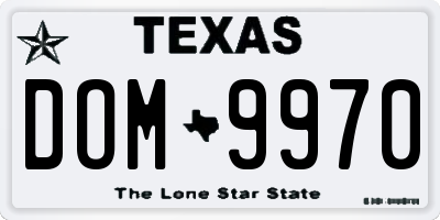 TX license plate DOM9970