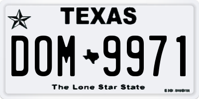 TX license plate DOM9971