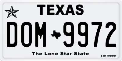 TX license plate DOM9972
