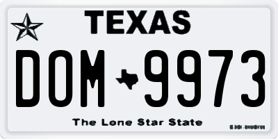 TX license plate DOM9973