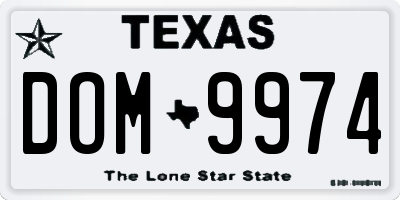 TX license plate DOM9974