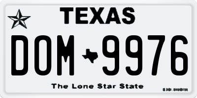TX license plate DOM9976