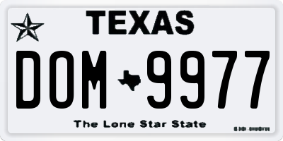 TX license plate DOM9977