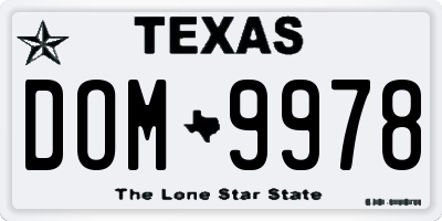 TX license plate DOM9978