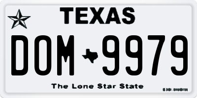 TX license plate DOM9979