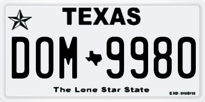 TX license plate DOM9980
