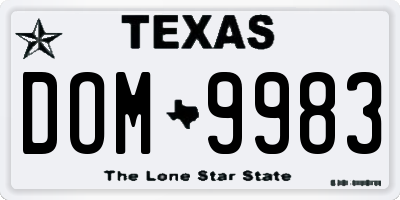 TX license plate DOM9983