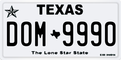 TX license plate DOM9990