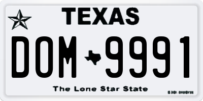 TX license plate DOM9991