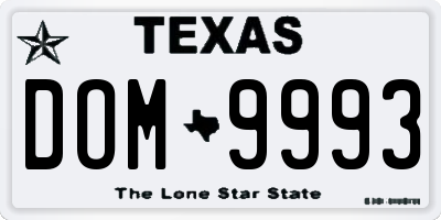 TX license plate DOM9993