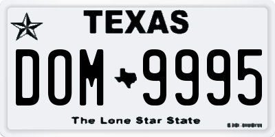 TX license plate DOM9995
