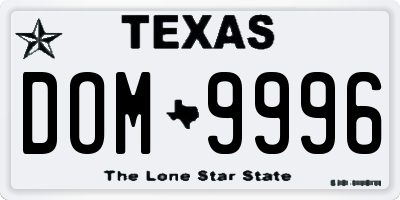 TX license plate DOM9996