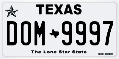 TX license plate DOM9997