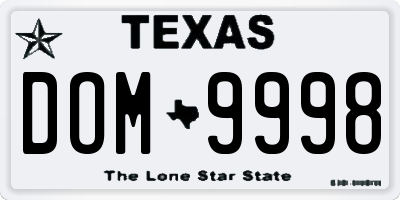 TX license plate DOM9998