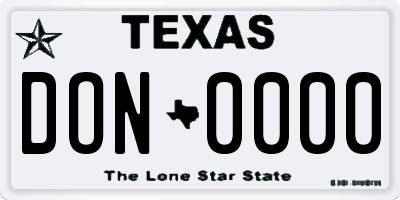 TX license plate DON0000