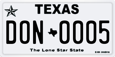 TX license plate DON0005