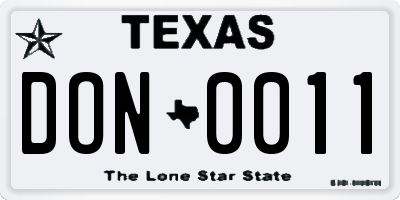 TX license plate DON0011
