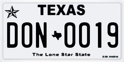 TX license plate DON0019