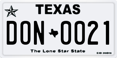 TX license plate DON0021