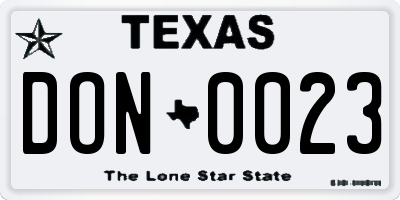 TX license plate DON0023