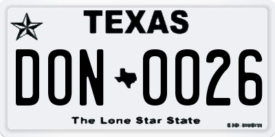 TX license plate DON0026
