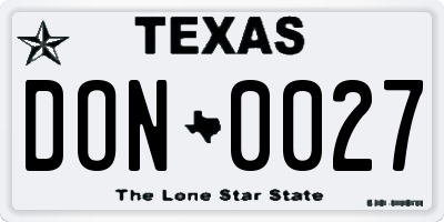 TX license plate DON0027
